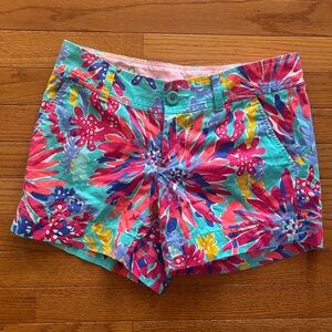 Lilly Pulitzer Shorts Women’s Size 0 Pink Teal Callahan Short Seahorse Coral